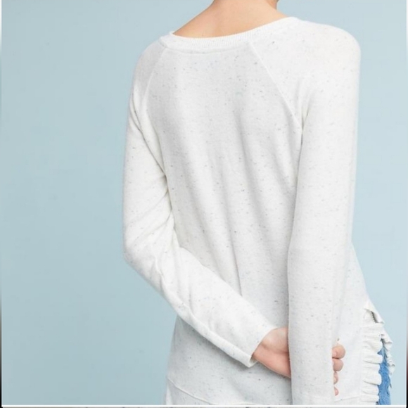 Anthropologie Postmark Blue & White Gia Sweater Womens XS Lightweight Ruffled - Picture 2 of 13
